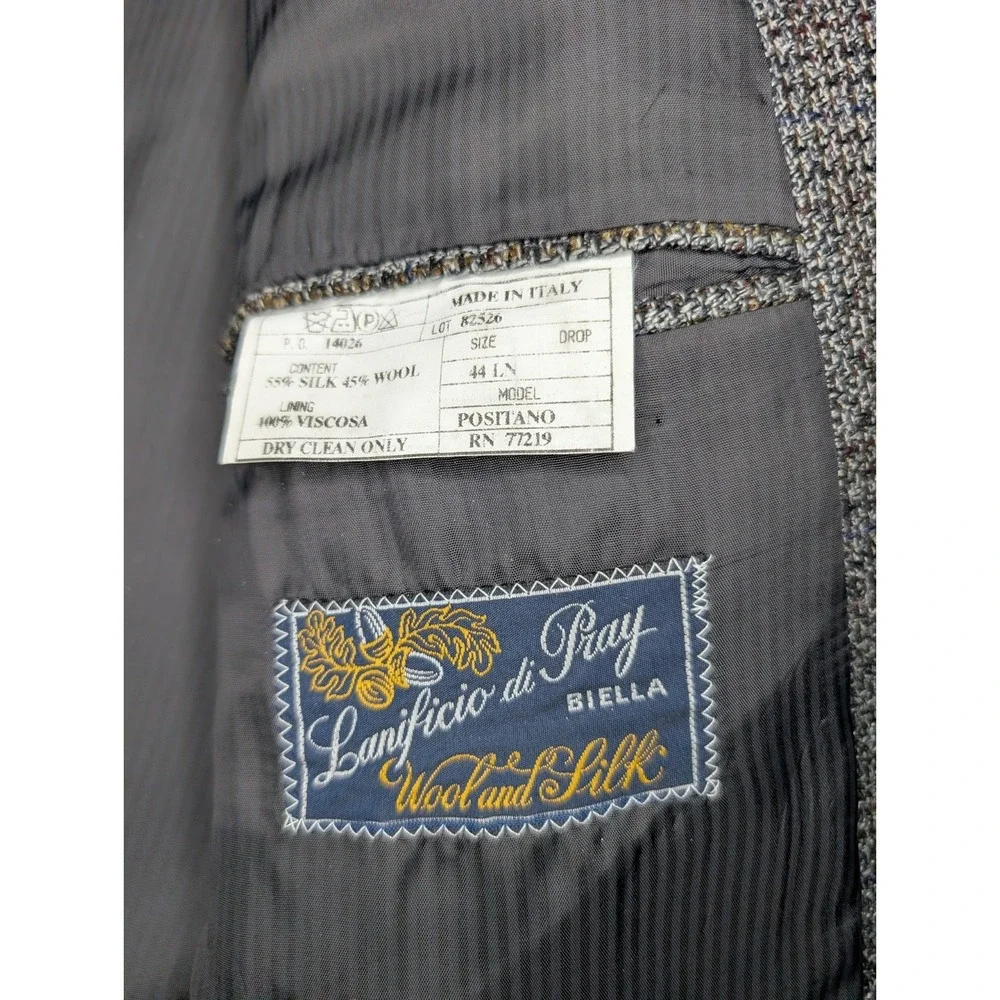 Vito Rufolo Wool Silk Mens Blazer Suit Jacket Size 44‎ LN Sport Coat Gray Tweed